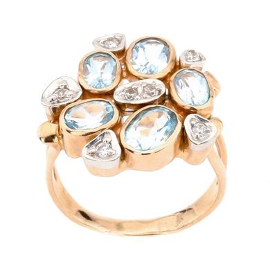 Фото Золотое кольцо с топазами и фианитами 11025top