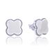 Срібні сережки-гвоздики з керамікою С2028, Білий, Білий