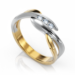 Золотое кольцо с бриллиантами "Isla", уточнюйте, 3Кр57-0,06-4/2, Белый