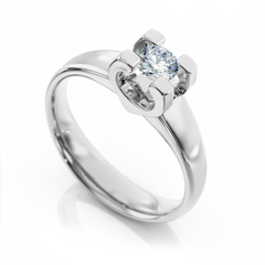 Золотое кольцо с бриллиантом "Lola", уточнюйте, 1Кр57-0,32-7/3, Белый