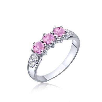 Серебряное кольцо с фианитами 71711, Розовый, 15, Розовый