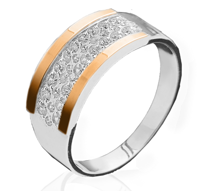 Серебряное женское кольцо "Deni", Белый, уточнюйте, Белый
