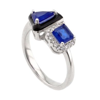 Серебряное кольцо с синими фианитами K11723с, уточнюйте