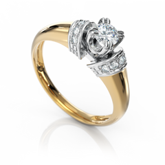 Золотое кольцо с бриллиантами "Alice", уточнюйте, 4Кр57-0,03-3/2; 6Кр57-0,08-3/2; 1Кр57-0,28-2/3, Белый