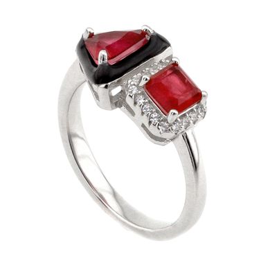 Серебряное кольцо с красными фианитами K11723к, уточнюйте