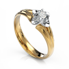 Золотое кольцо с бриллиантом "Chimes", уточнюйте, 1Кр57-0,07-2/5, Белый