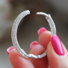Серебряные серьги кольца "Crystal Saturn", Белый