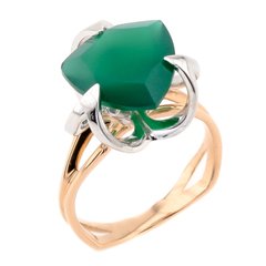 Фото Золотое кольцо с зеленым ониксом 11031go