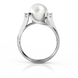 Золота каблучка з перлиною і діамантами "Harbinger", уточнюйте, 2Кр57-0.09-4/4; 1Перлина культ.(морська Таіті), Білий