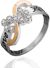 Серебряное женское кольцо "Love you", уточнюйте, Белый