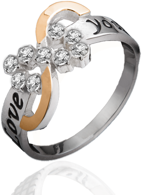 Серебряное женское кольцо "Love you", уточнюйте, Белый