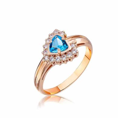 Золотое кольцо с топазом 31503 01, 16, Яркий голубой (swiss)