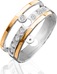 Серебряное женское кольцо "Duet", уточнюйте, Белый
