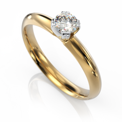 Золотое кольцо с бриллиантом "Mia", уточнюйте, 1Кр57-0,27-4/2, Белый