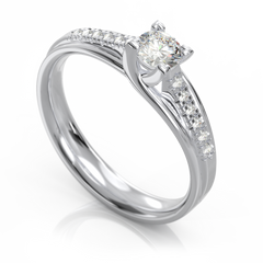 Золотое кольцо с бриллиантами "Imogen", уточнюйте, 1Кр57-0,25-2/3; 12Кр57-0,05-3/3, Белый