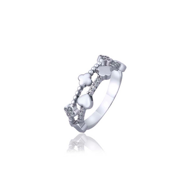 Срібний перстень з фіанітамі 81021, 17.5, Білий