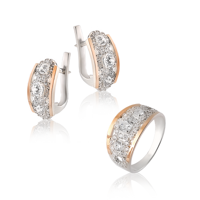 Серебряное женское кольцо "Ljubljana", уточнюйте, Белый