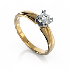 Золотое кольцо с бриллиантом "Jessica", уточнюйте, 1Кр57-0,04-2/1, Білий