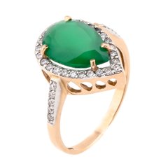 Фото Золотое кольцо с зеленым ониксом и фианитами 11927go
