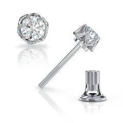 Золоті сережки цвяшки з діамантами "Epoch", 1.89, 2Кр57-0,47-1/2, Білий