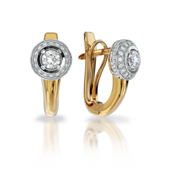 Золотые серьги с бриллиантами "Fleur", 24Кр57-0.13-4/4; 2Кр57-0.35-4/4, Белый