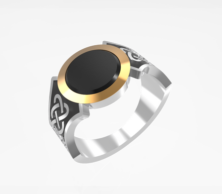 Срібний чоловічий перстень "Protection", уточнюйте, Чорний