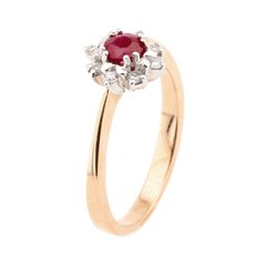 Фото Золотое кольцо рубином и бриллиантами RO02553