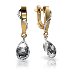 Золотые серьги с бриллиантами "Demure", 3.67, 2Кр57-0,08-1/5, Белый