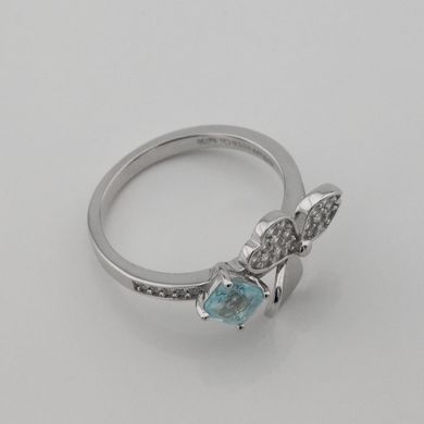Серебряное кольцо Цветок с голубым фианитом k111600, уточнюйте