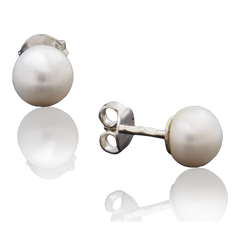 Серебряные женские серьги гвоздики "Ease", Белый