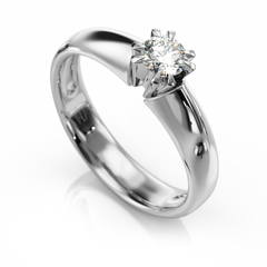 Золотое кольцо с бриллиантом "Clara", уточнюйте, 1Кр57-0,26-3/2, Белый
