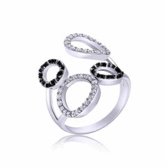Серебряное кольцо 81552б, 17, Белый-Черный