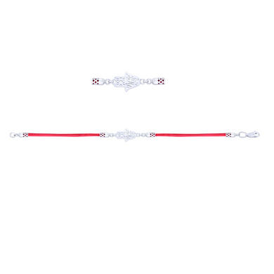 Срібний браслет з червоною ниткою 75077, 17