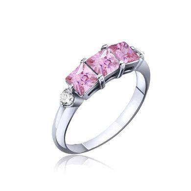 Серебряное кольцо с фианитами 71567, Розовый, 15, Розовый