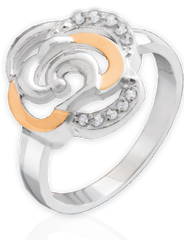Серебряное женское кольцо "Rose", уточнюйте, Белый