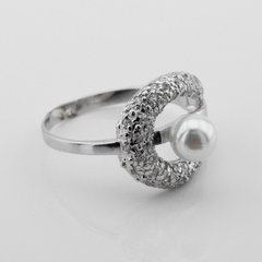 Серебряное кольцо с им. жемчуга и фианитами 11705-4, 19 размер, уточнюйте