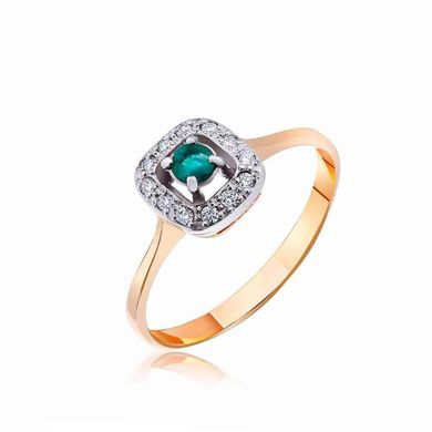 Золотое кольцо с изумрудом и бриллиантами 31556 91, 16, Зеленый