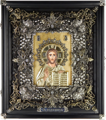 Фото Икона Господь Вседержитель в киоте с сусальным золотом