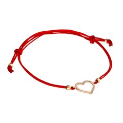Золотой браслет красная нить "Diamond Heart", Универсальный, Белый