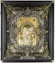 Фото Икона Казанская Божья Матерь в киоте из дерева с сусальным золотом