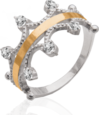 Серебряное женское кольцо "Crown", уточнюйте, Белый