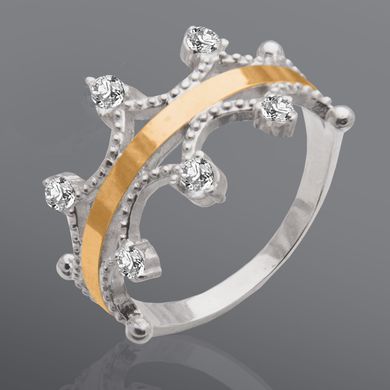 Серебряное женское кольцо "Crown", уточнюйте, Белый