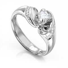 Золотое кольцо с бриллиантами "Harriet", уточнюйте, 1Кр57-0,22-4/2; 10Кр57-0,05-3/3, Белый