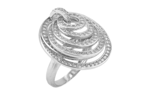 Серебряное кольцо с фианитами СК11074, уточнюйте