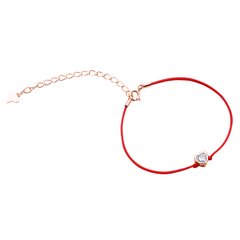 Позолочений срібний браслет з червоною ниткою "Heart"
