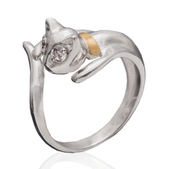 Серебряное женское кольцо "Kitty", уточнюйте, Белый