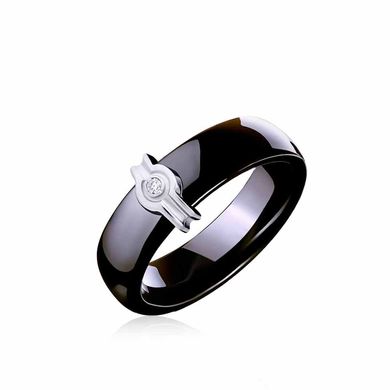 Золотое кольцо с бриллиантом и керамикой GB1005 40Б, 16.5, Белый