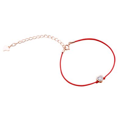 Позолоченный серебряный браслет с красной нитью "Heart"