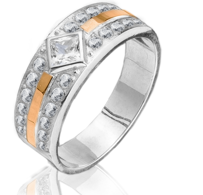 Серебряное женское кольцо "Arabel", Белый, уточнюйте, Белый