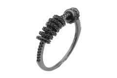 Серебряное кольцо покрытое черным родием (с фианитами) СК11015, уточнюйте